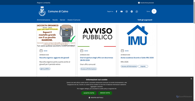 Security scan screenshot of https://www.comune.caino.bs.it