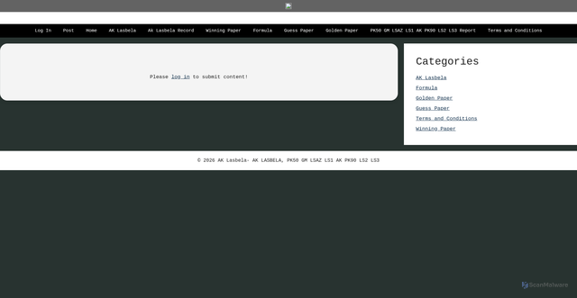 Security scan screenshot of https://aklasbelaonline.com/add-post/screenshot_20260314_232140-ak-lasbela/