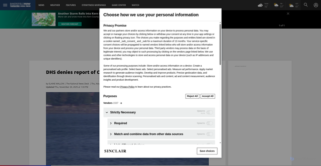 Security scan screenshot of https://bakersfieldnow.com/news/nation-world/coast-guard-drops-hate-incident-label-sparks-dissent-from-congress-and-ranks-pete-hegseth-swastikas-nooses-confederate-flags