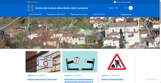 Security scan screenshot of https://www.unionemediavallecamonica.bs.it/