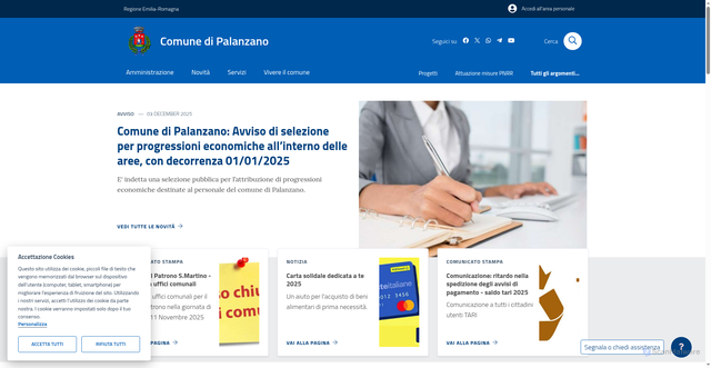 Security scan screenshot of https://www.comune.palanzano.pr.it/