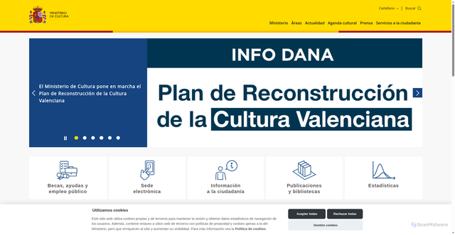 Security scan screenshot of https://www.cultura.gob.es/