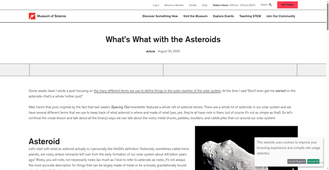 Security scan screenshot of https://www.mos.org/article/whats-what-asteroids