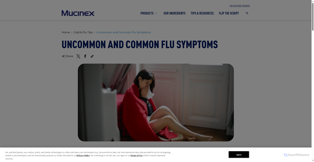 Security scan screenshot of https://www.mucinex.com/cold-flu-symptoms/uncommon-and-common-flu-symptoms?srsltid=AfmBOorOqIwOaS30yhyiSj_vegMhHc86F-7eoi5YPu6fS-VdNbCnt-vv