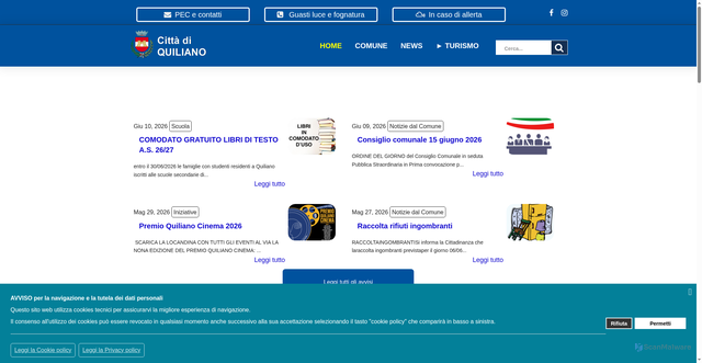 Security scan screenshot of https://www.comune.quiliano.sv.it