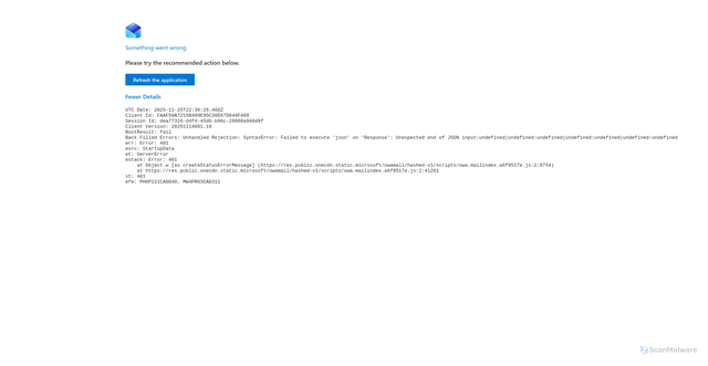Security scan screenshot of https://53f6f3ec08588810945b799d7ec32ab7.fp.measure.office.com/