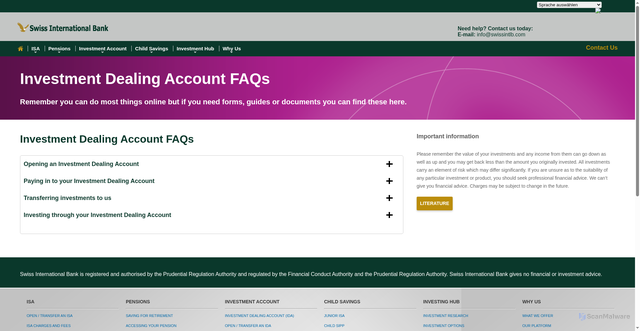 Security scan screenshot of https://ibank.swissintlb.com/investment-account/ida-faqs