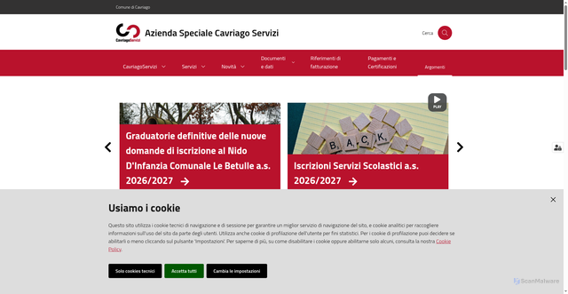 Security scan screenshot of https://www.cavriagoservizi.it