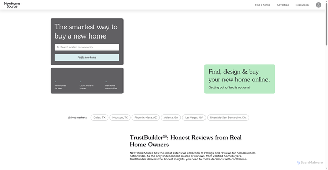 Security scan screenshot of https://newhomesource.com