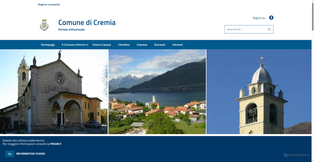 Security scan screenshot of https://www.comune.cremia.co.it