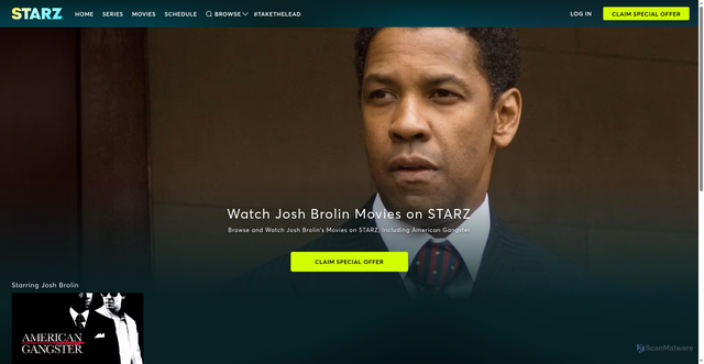 Security scan screenshot of https://www.starz.com/us/en/browse/artist/josh-brolin/55427