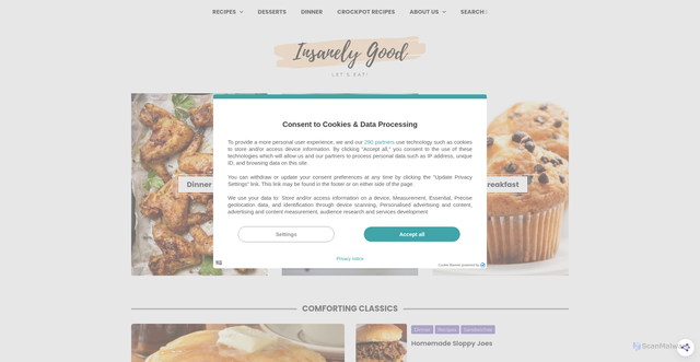 Security scan screenshot of https://insanelygoodrecipes.com