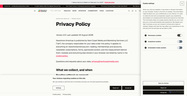 Security scan screenshot of https://nsam-newsletter.pages.dev/privacy/