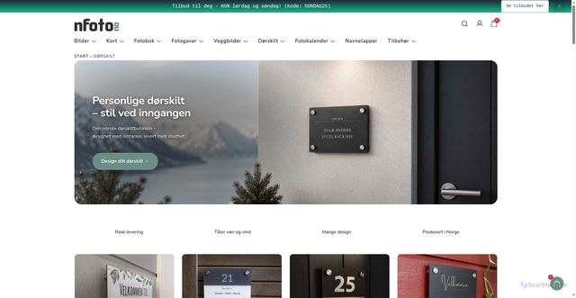 Security scan screenshot of https://nfoto.no/dorskilt/?utm_source=nfoto.no&utm_campaign=8989fe9c4c-EMAIL_CAMPAIGN_2026_08_29_06_27&utm_medium=email&utm_term=0_-8989fe9c4c-4832893&mc_cid=8989fe9c4c&mc_eid=UNIQID