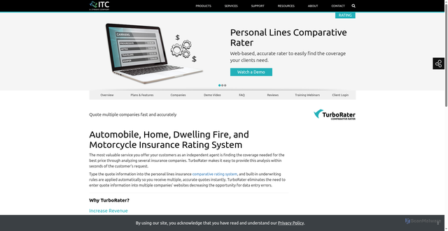 Security scan screenshot of https://turborater.com