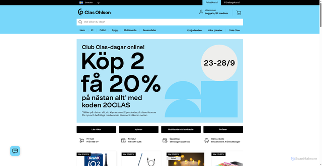 Security scan screenshot of https://clasohlson.se