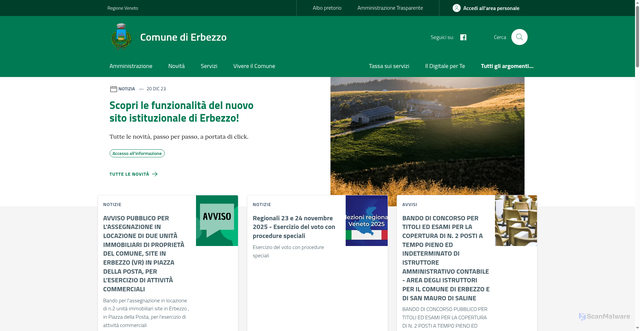 Security scan screenshot of https://www.comune.erbezzo.vr.it/