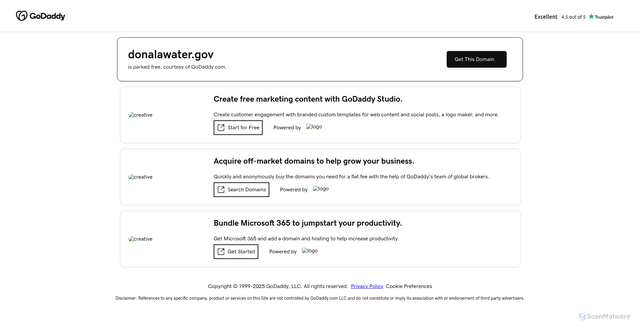 Security scan screenshot of https://donalawater.gov/