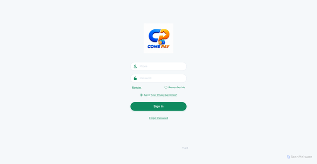 Security scan screenshot of http://comepay-support-3.vercel.app/