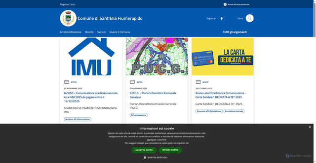 Security scan screenshot of https://www.comune.santeliafiumerapido.fr.it/it