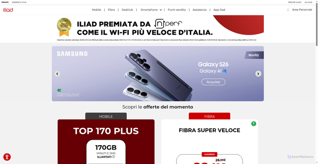 Security scan screenshot of https://www.iliad.it