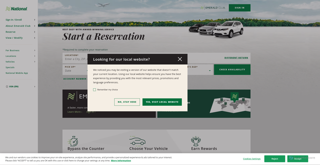 Security scan screenshot of https://www.nationalcar.com/en/home.html