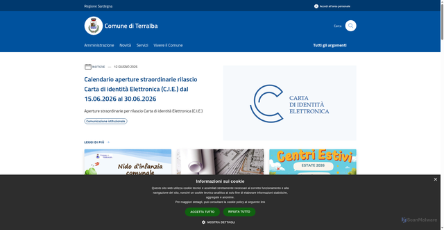 Security scan screenshot of https://comune.terralba.or.it