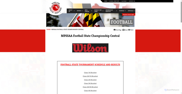 Security scan screenshot of https://www.mpssaa.org/state-championships/football/mpssaa-football-state-championships-central/