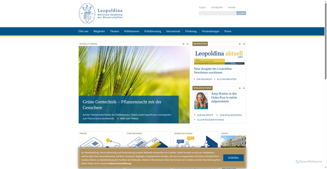Security scan screenshot of https://www.leopoldina.org/leopoldina-home/