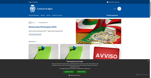 Security scan screenshot of https://www.comune.agira.en.it/it