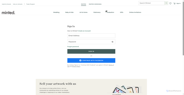Security scan screenshot of https://addressbook.minted.com