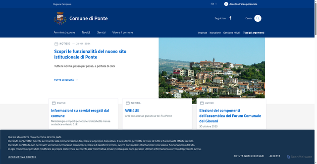 Security scan screenshot of https://www.comune.ponte.bn.it/