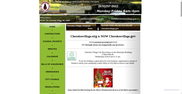 Security scan screenshot of https://cherokeevillage.gov/