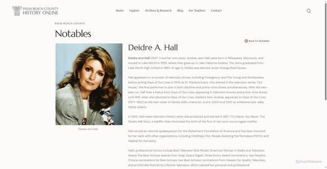 Security scan screenshot of https://education.pbchistory.org/pbc-people/hall-deidre-a/
