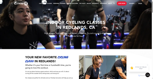 Security scan screenshot of https://www.fit19.com/locations/redlands/cycling