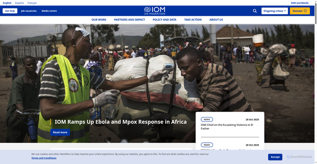 Security scan screenshot of https://www.iom.int/