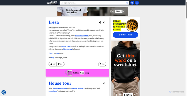 Security scan screenshot of https://urbandictionary.com