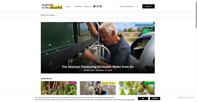 Security scan screenshot of https://reasonstobecheerful.world/