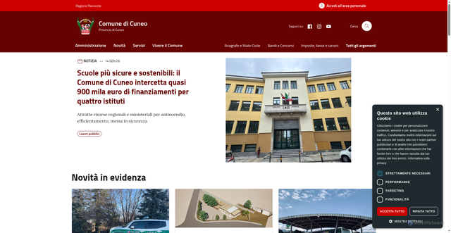 Security scan screenshot of https://www.comune.cuneo.it/