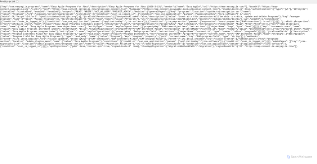 Security scan screenshot of https://eap-connect.easyagile.zone