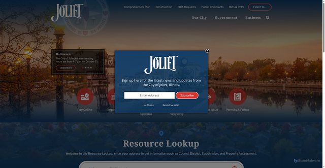 Security scan screenshot of https://www.joliet.gov/