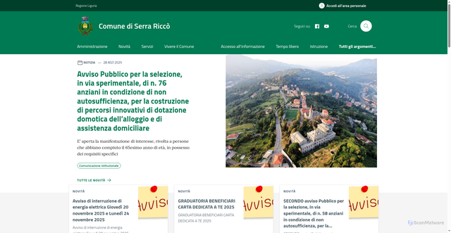 Security scan screenshot of https://comune.serraricco.ge.it/