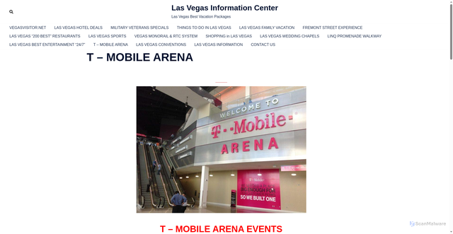 Security scan screenshot of https://www.vegasvisitor.net/t-mobile-arena/