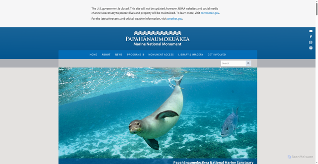 Security scan screenshot of https://www.papahanaumokuakea.gov/