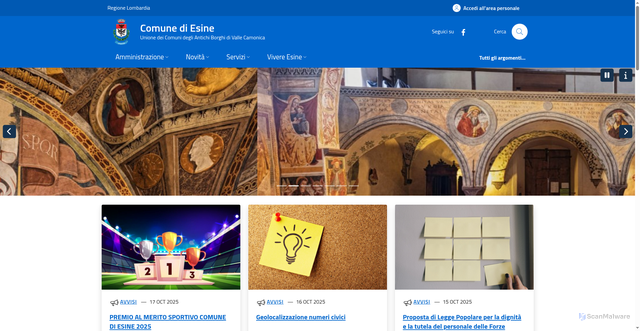 Security scan screenshot of https://comune.esine.bs.it/