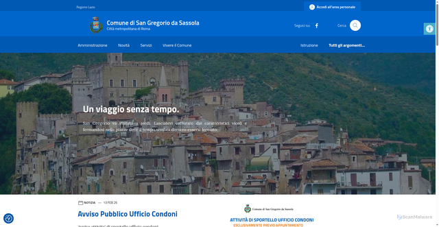 Security scan screenshot of https://www.comune.sangregoriodasassola.rm.it/