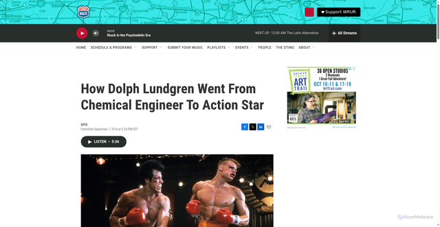 Security scan screenshot of https://www.wrur.org/2014-09-07/how-dolph-lundgren-went-from-chemical-engineer-to-action-star