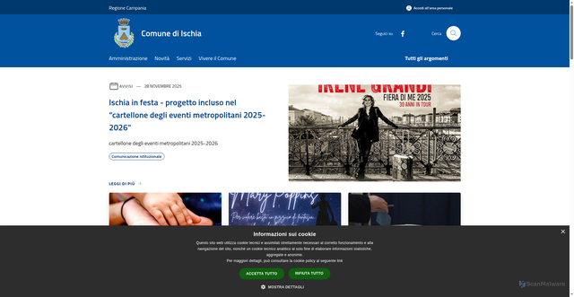 Security scan screenshot of https://www.comune.ischia.na.it/it