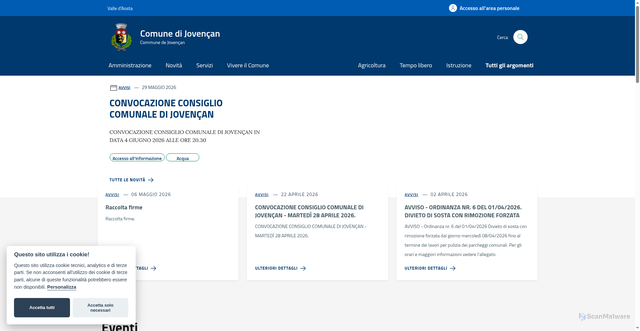 Security scan screenshot of https://www.comune.jovencan.ao.it