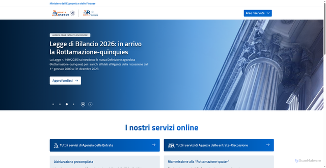 Security scan screenshot of https://www.agenziaentrateriscossione.gov.it/